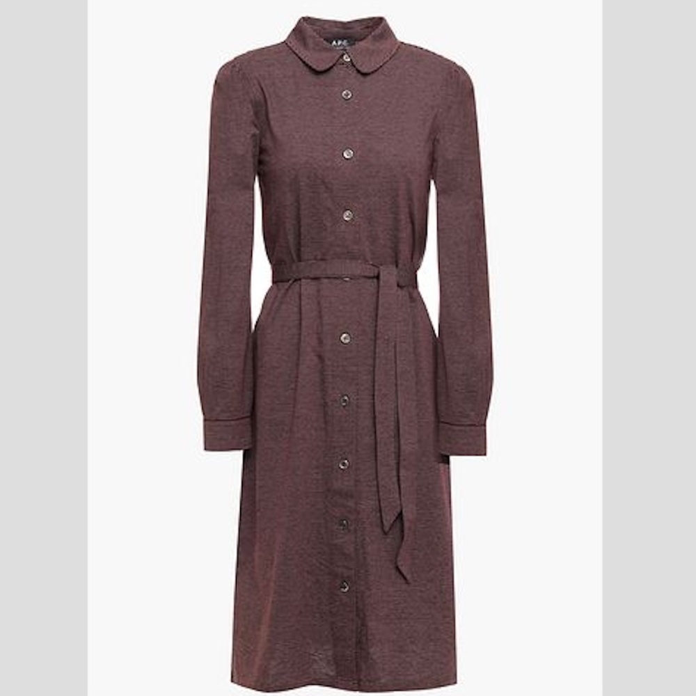 A.P.C belted striped cotton shirt dress